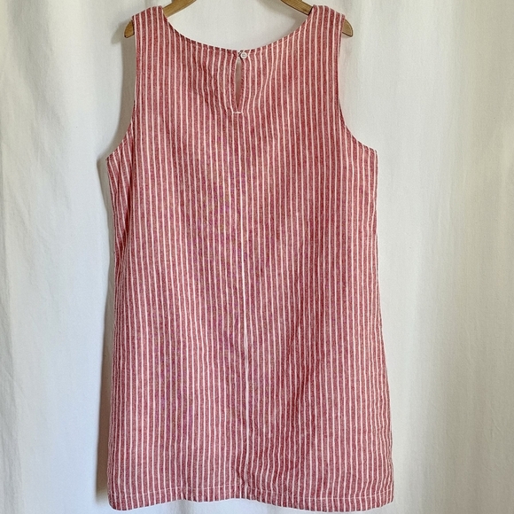 Beach Lunch Lounge Red & White Sleeveless Stripe Linen Dress - Picture 6 of 15